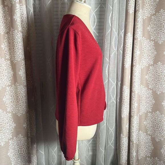 Madewell Texture & Thread Red Wrap Top | Size Medium - Picture 2 of 6